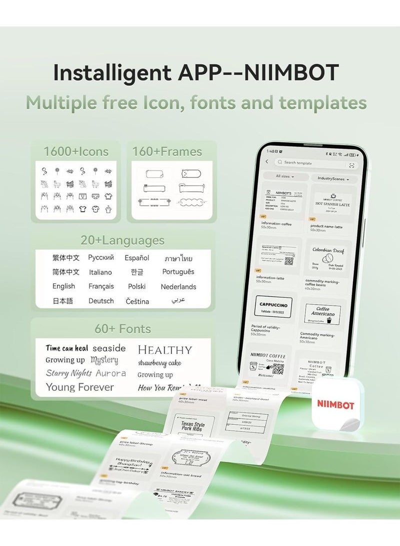 NIIMBOT B21 Upgraded B21 Pro Label Maker, 300DPI HD Label Printer, Bluetooth Sticker Label Printer, Inkless Thermal Label Maker Photos, Ideal for Notes, Study Graphics, Memo Maker, 50x30mm Label, 230Pcs - Image 4